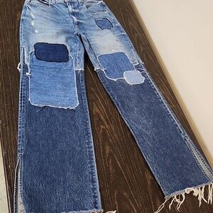 AMO Jane wide leg jeans Patchwok Size 30 Boho